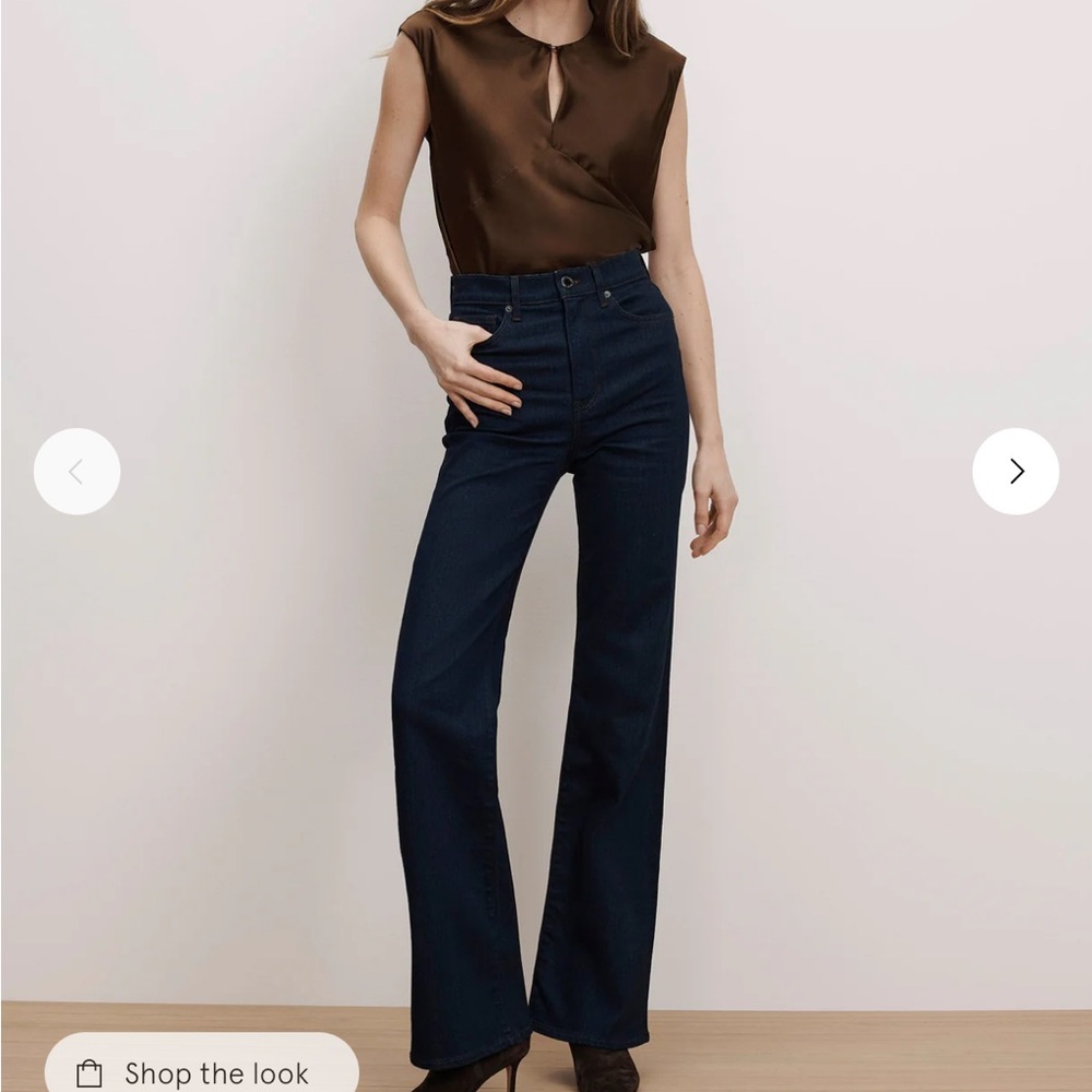 Veronica Beard Crosbie Wide-Leg Jean Dark-Wash High-Rise Italian Denim Jean, 30